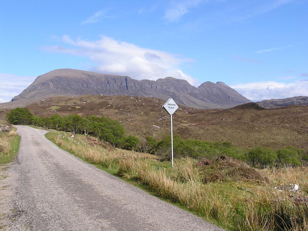 Single track road with passing place in Sutherlandshire